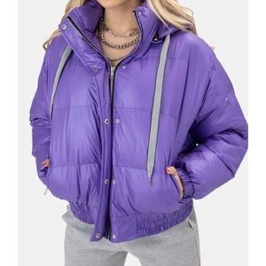 Adika Purple Detachable Hood Puffer Jacket